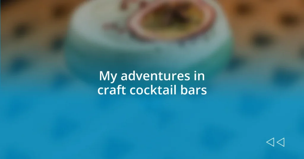 My adventures in craft cocktail bars