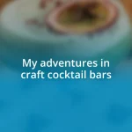 My adventures in craft cocktail bars