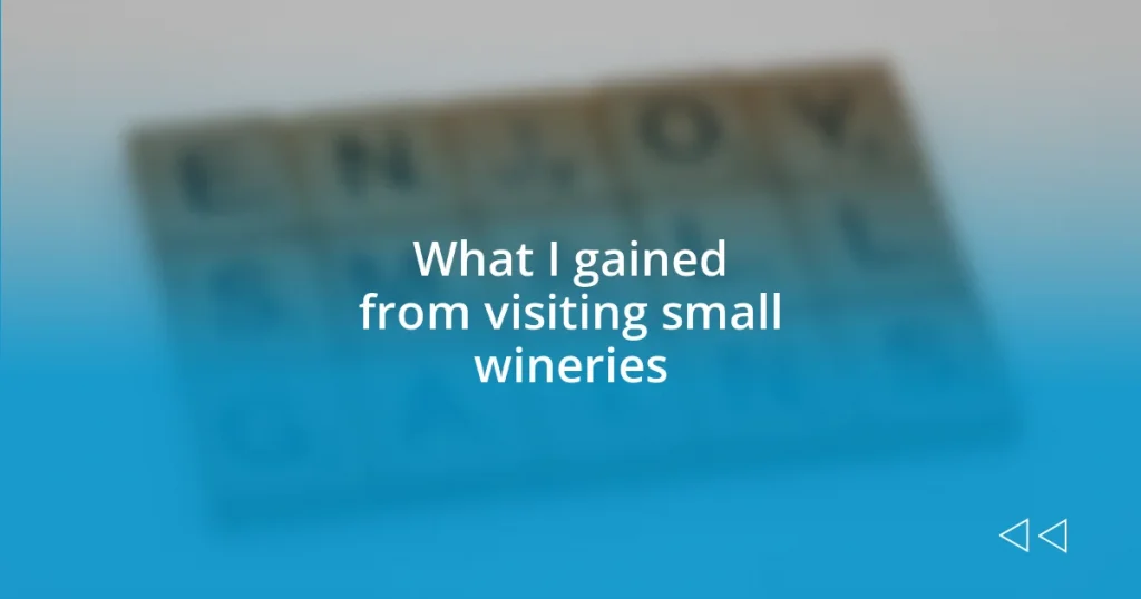 What I gained from visiting small wineries