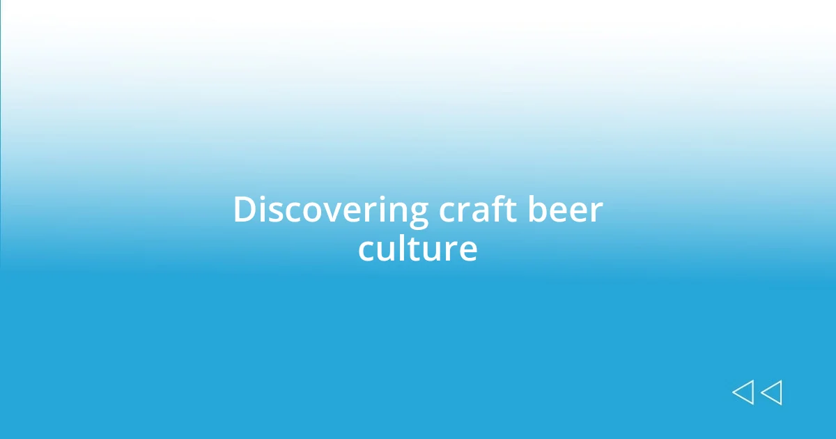 Discovering craft beer culture